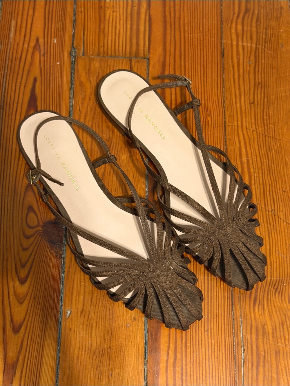 Loeffler Randall Brown Strappy Cutout Slingback Sandals - Picture 2 of 3